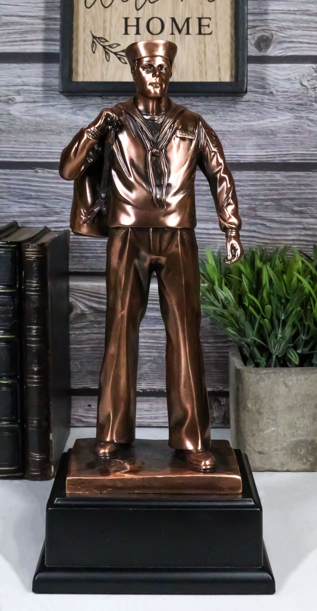 Patriotic Men Of Duty Homecoming Decorated Navy Sailor In Uniform Statue 11.5"H