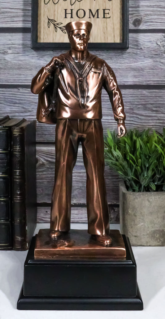 Patriotic Men Of Duty Homecoming Decorated Navy Sailor In Uniform Statue 11.5"H