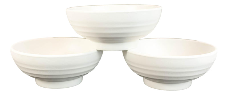 Pack Of 6 Contemporary Ridged 7.5"D Matte White Melamine Salad Pasta Soup Bowls