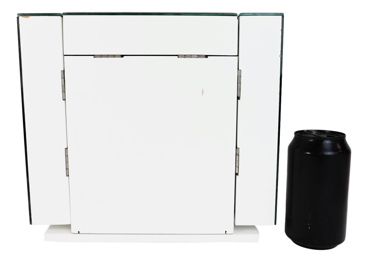 Contemporary Wooden Mirrored Glass Multiple Compartments Drawers Jewelry Box