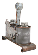 Ebros Metal Rustic Farm Milk Caddy With Horse Salt And Pepper Shakers Holder Set