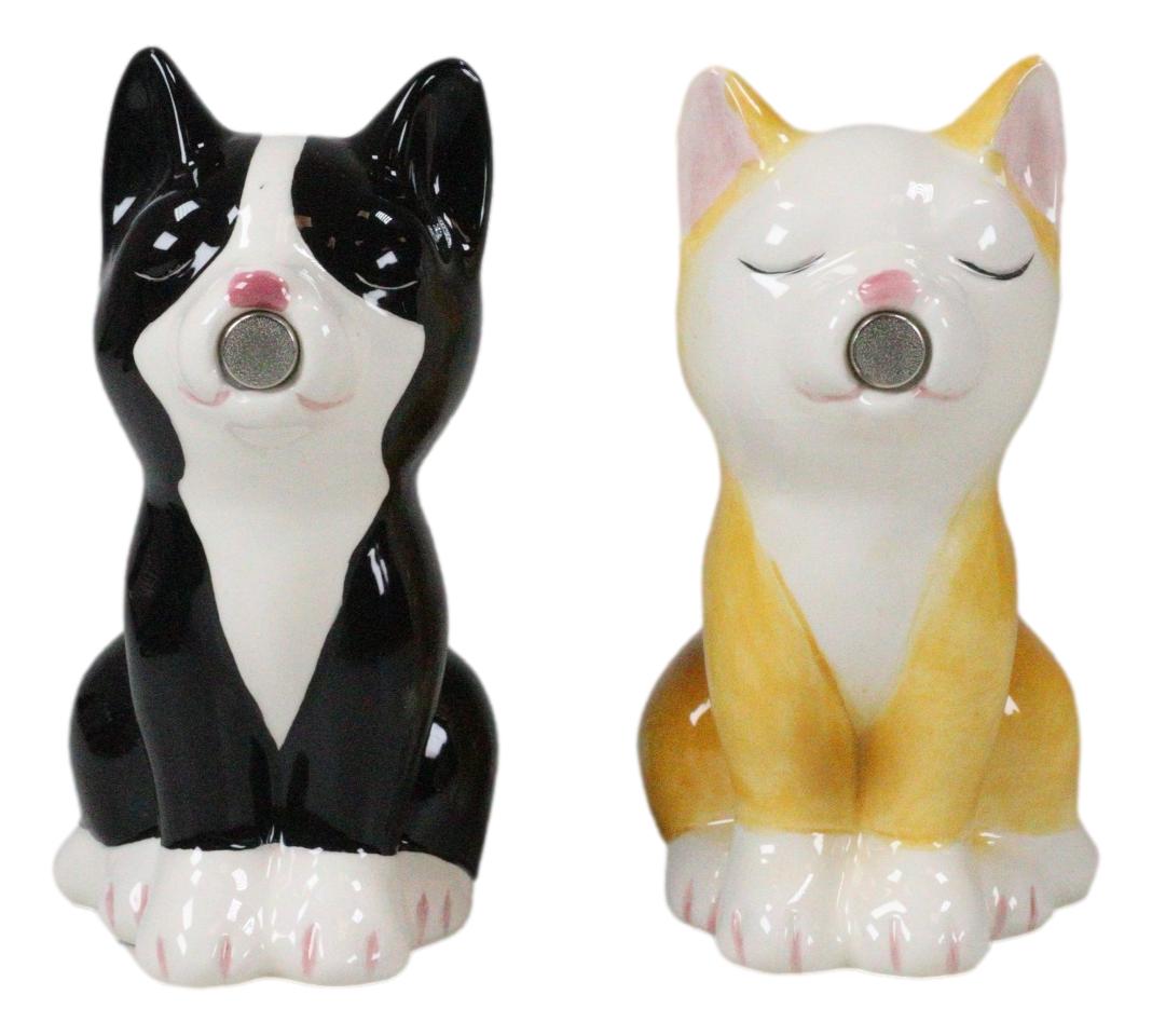 Kissing Black And Yellow Kittens Salt And Pepper Shakers Cat Pair Kitchen Decor - Ebros Gift