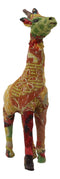 Safari Tall Giraffe Hand Crafted Paper Mache In Colorful Sari Fabric Figurine