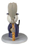 Lucky Skeleton In Witch Costume And Broomstick Standing By Black Cat Figurine