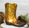 Rustic Western Cowboy Boot Tooled Leather Pattern Acrylic Resin Night Light Lamp