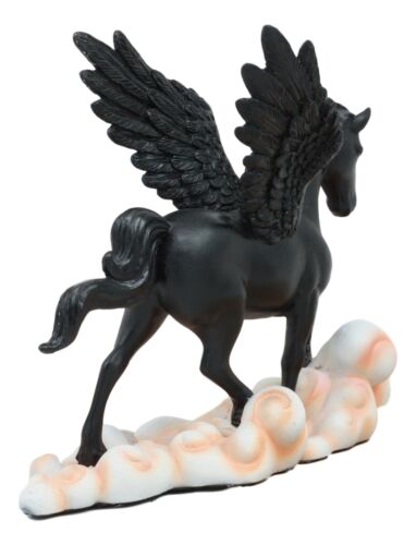Ebros Black Pegasus Horse Flying Over Clouds of Olympus Figurine 7" H Greek Mythology Decor Statue for Desk or Shelf Decorative Sculpture Fantasy Gifts for Girls Women