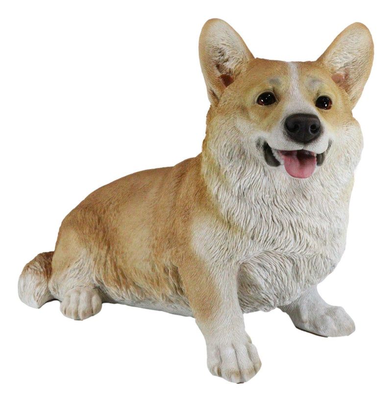 Large 18.5" Long Sitting Realistic Lifelike Welsh Corgi Dog Statue Home Decor