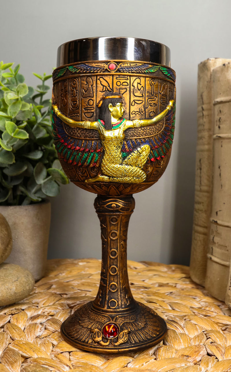 Ebros Ancient Egyptian Winged Goddess Isis Motherhood Justice Wine Goblet Cup