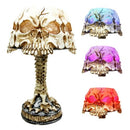 Ebros Day Of The Dead Ossuary Skull Faces Mini Multi Colored LED Table Lamp 7"H