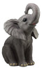 Ebros Ruby The Elephant Sitting Pretty with Trunk Up Large Statue 17" Tall