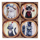 Aristocrat Fancy Cats Coasters For Drinks Set of 4 Ceramic Tiles With Cork Back