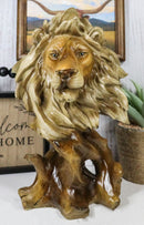 Ebros Gift Mufasa The Wise Lion King of The Jungle Bust Decorative Figurine 11.25" H Resin in Faux Wood Finish Animal Decor Safari Lions Giant Cats Pride Rock Sculpture Statue