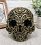 Ebros Royal Persian Black and Gold Keyhole Skull Statue 6" Long Skeleton Decor
