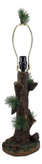 Ebros Large 26.75"H Rustic Cabin Lodge Mountain Vintage Design Decor Pine Tree Needles Pinecones and Bark Textured Side Table Lamp Statue with Shade