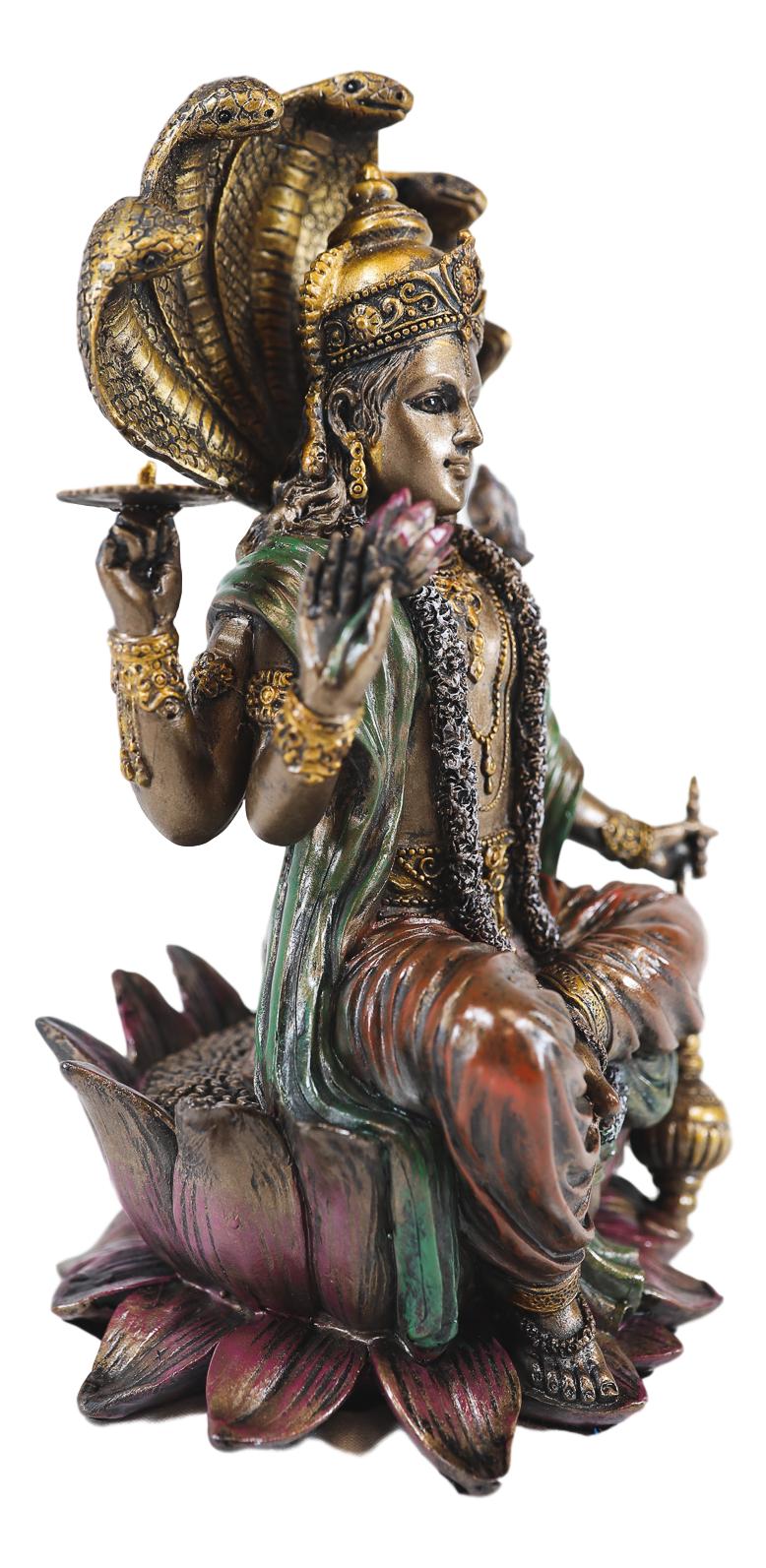 Ebros Hindu God Vishnu On 5 Cobras Throne Statue Narayana Protector Rama Krishna