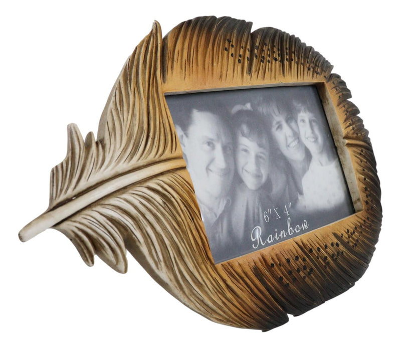 Brown Southwestern Native Indian Butterfly Spotted Feather Picture Frame 4"X6"