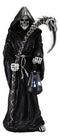 Ebros Large 23.5"Tall Memento Mori Time Waits For No Man Grim Reaper Holding Scythe And Solar Powered Lantern LED Light Statue Deadly Wraith Harvesting Lost Souls Spooky Halloween Patio Decor Figurine