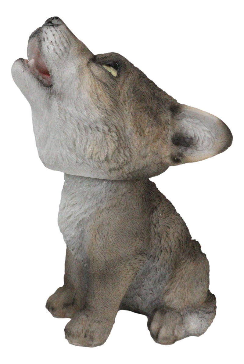 Wildlife Cries of The Night Moon Dance Howling Gray Wolf Pup Bobblehead Figurine