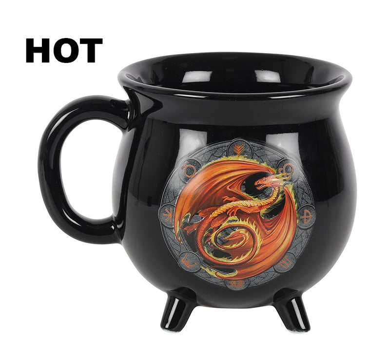 Wicca Sabbats Wheel of The Year Beltane Dragon Heat Color Changing Cauldron Mug