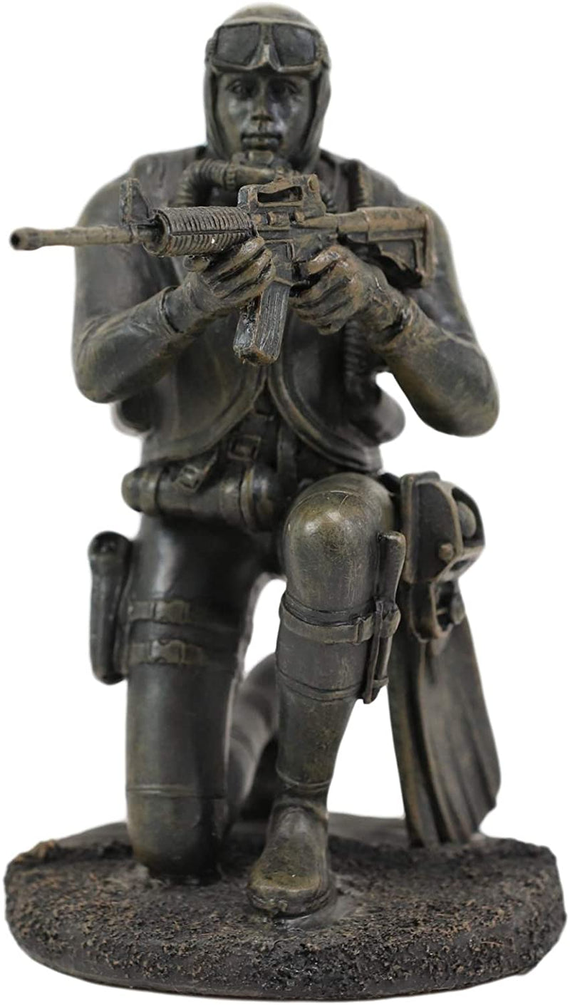 Ebros Battlefield Navy Seal Diver Soldier Taking Aim with Rifle Statue 6" H