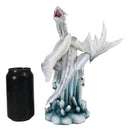 Ebros White Arctic Snow Winter Dragon On Giant Crystal Ice Rocks Statue Frozen Realm