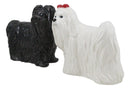 Adorable Pedigree Canine Black White Maltese Dogs Ceramic Salt Pepper Shakers