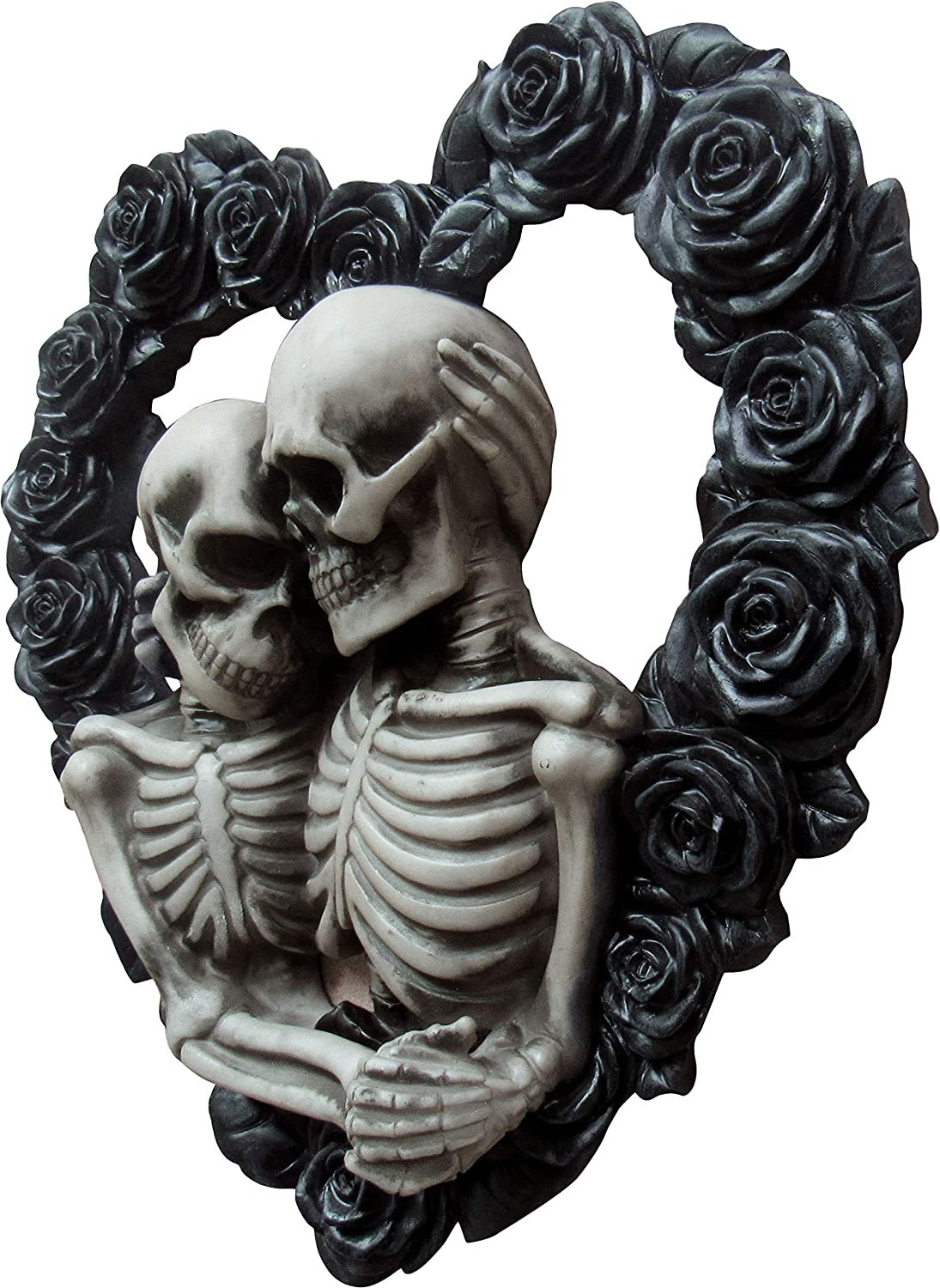 Ebros Our Love is Eternal Skeleton Lovers on Black Rose Wreath Wall Sculpture