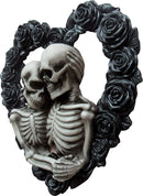 Ebros Our Love is Eternal Skeleton Lovers on Black Rose Wreath Wall Sculpture