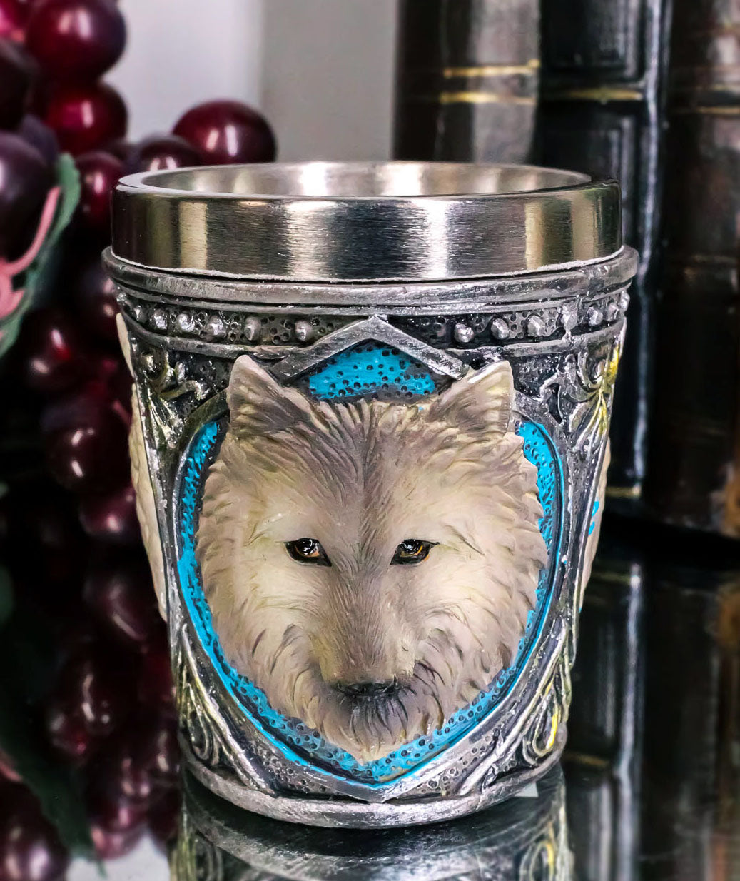 Ebros Full Moon Alpha Grey Wolf 2-Ounce Shot Glass SET OF 2 - Ebros Gift