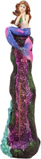 Ebros Ocean Mermaid Sitting On A Purple Coral Reef Pillar Tower Incense Burner