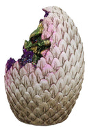 Small Green Sulking Baby Dragon In Colorful LED Light Faux Crystal Geode Egg