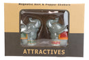 Ceramic Circus Carnival Elephants Trunks Up Salt Pepper Shakers Figurine Set