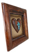 Rustic Western Turquoise Rocks Cross Heart Wooden Wall Decor Picture Frame