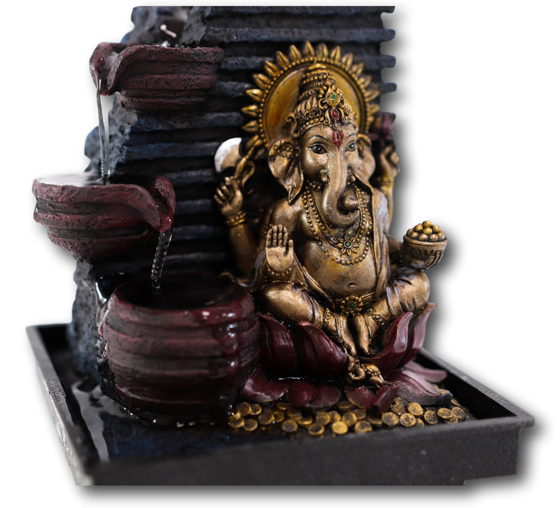 Ebros Elephant-Headed Hindu god Ganesha Flowing Water Fountain Resin Home Decor