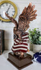 Wings of Glory Bald Eagle Clutching On American Flag Statue Bronze Electroplated
