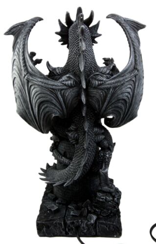Ebros 19"H Medieval Castle Dragon w/ Illuminated Orb Wing Figurine Floor Table Lamp