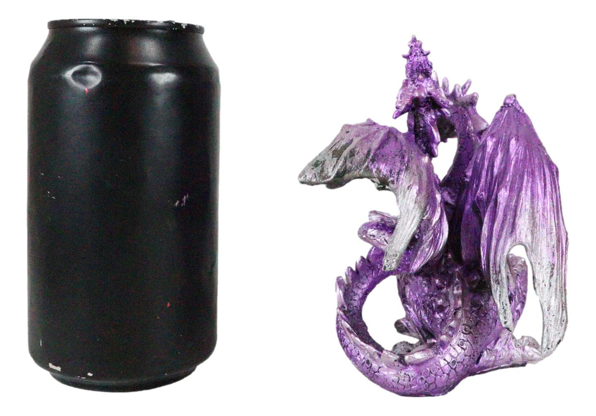 Fearsome Metallic Purple Double Headed Hydra Dragon Fantasy Figurine 4.75"H