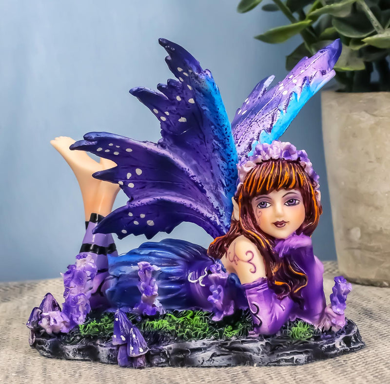 Purple Girl Fairy Statue 3.75"Long Lavender Fairy Garden Figurine
