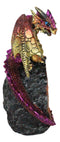 Metallic Red Iridescent Dragon On Faux Geode Rock Quartz Crystal Cove Figurine