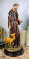 Ebros Gift Holy Catholic Saint Francis of Assisi with Dove and Deer Statue and Brass Name Plate 12.25" H Devoted Monk Patron of Animals & Environment Servant of Christ Altar Figurine Sculpture