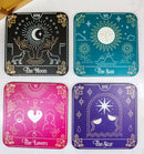 Wicca Tarot Card MDF Wood Coaster Set of 4 Tiles With Cork Backing And Holder