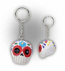 Ebros Gift White Sugar Skull Key Chain Set of 12 Pcs Day of The Dead Collectible