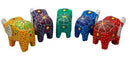 Balinese Wood Handicrafts Colorful Jungle Elephant Miniature Figurines Set 2.5"L