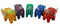 Balinese Wood Handicrafts Colorful Jungle Elephant Miniature Figurines Set 2.5"L