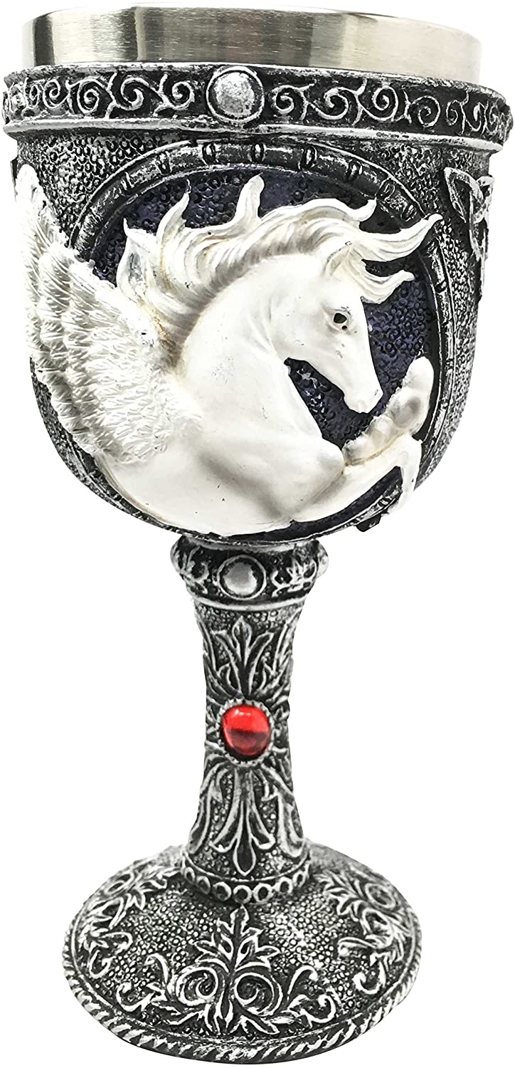Magical Enchanted Heavenly Kingdom Pegasus Horse 8oz Wine Drink Goblet Chalice