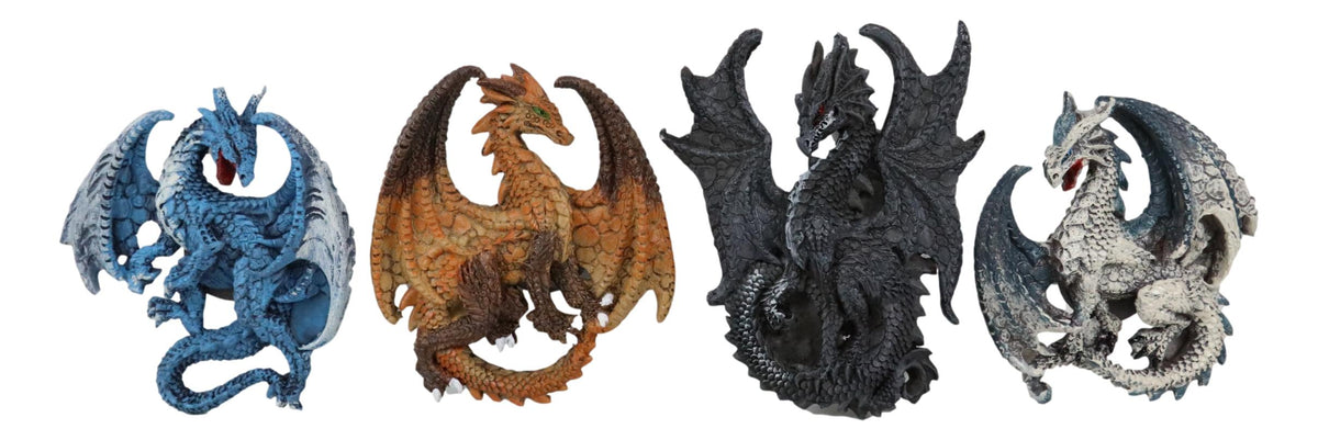 Ruth Thompson Set of 4 Legendary Elemental Dragon Refrigerator Magnets Figurines