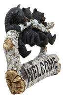 Ebros Large Rustic 3 Black Bears Dangling On Sycamore Tree Branches Welcome Sign Hanging Wall Mounted Decor Plaque 15.5" Long Western Cabin Lodge 3D Art Sculpture Bear Figurine