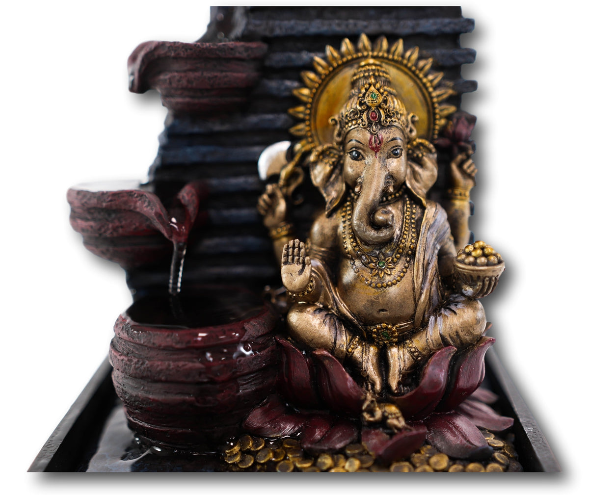 Ebros Elephant-Headed Hindu god Ganesha Flowing Water Fountain Resin Home Decor