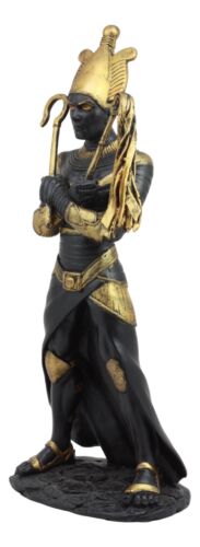Ebros Egyptian God of The Dead Osiris Holding Crook and Flail Statue In Black And Gold - Ebros Gift