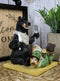 Rustic Western Whimsical Black Bear Picnic Time With Tied Up Hunter Figurine